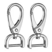 2Pcs Detachable Snap Hook Swivel Clasp 5/8" D Ring Lobster Claw Clasps Silver