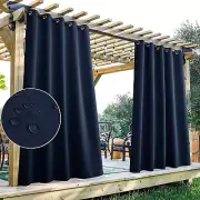 Navy Blue Curtains Outdoor Waterproof Curtain Panels for Patio Grommet Blackout