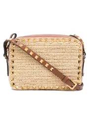 Valentino Garavani Rockstud Crossbody Bag in Natural Raffia