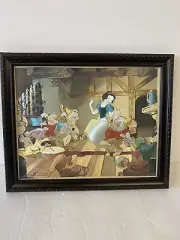 FRAMED SNOW WHITE & THE SEVEN DWARFS Metallic Foil Art -Disney Store -8x10