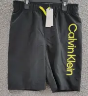 Calvin Klein Big Boys Swim Trunks Boys L (14/16) Black Elastic Waistband Pocket