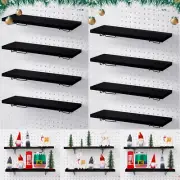 8 Pack Pegboard Shelf Set Wooden Shelves with Metal Brackets Hook Wall Pegboard