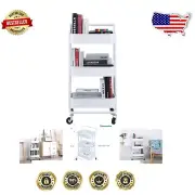 Durable Utility Rolling Cart with 3-Tier Storage and Swivel Casters in White