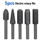 6MM Shank Rotary File Rasp Carbide Burrs Woodworking Set Carving Drill Bit 5Pcs