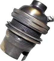 Traditional Earthed Metal Lampholder with Shade Retaining Ring in Antique Brass Finish