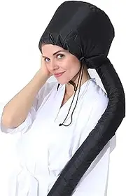 Bonnet Hooded Hair Dryer Attachment, Large Adjustable Deep Conditioning Cap, Upgraded Drying Heat Cap with Elastic Strap for Natural Curly Textured Hair Care, Fast Drying, Styling (Black)