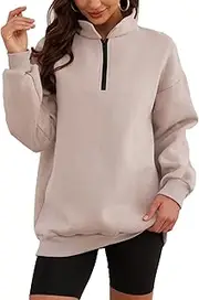 [Aokivvy] Womens Oversized Sweatshirts Quarter Zip Fleece Pullover Fall Fashion Outfits 2024 Y2K Winter Clothes
