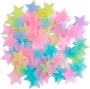 Amaonm? 100 Pcs Colorful Glow in The Dark Luminous Stars Fluorescent Noctilucent Plastic Wall Stickers Murals Decals for Home Art Decor Ceiling Wall Decorate Kids Babys Bedroom Room Decorations