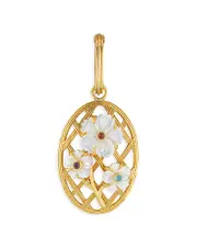 Capucine De Wulf Villandry Dyed Jade & Mother Of Pearl Flower Lattice Pendant in 18K Gold Plated