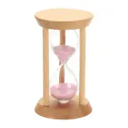 1Pcs 10 Minutes Sand Timer, Wooden Sand Watch for Home, Pink