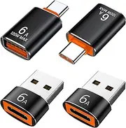 USB C to USB Adapter,USB A 3.0 Female to Type c Male Adapter x2, USB-C Female to USB Male Adapter x2, Compatible with Mac-Book, Phone 15, Sam-Sung Galaxy, Smartphones, Tablets, Laptops 4 Pack
