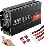 VEVOR Pure Sine Wave Inverter, 1000 Watt, AC 240V Power Inverter with 1 AC Outlets 1 USB Port 1 Type-C Port, Remote Control for Small Home Devices Like Smartphone Laptop, CE FCC Certified
