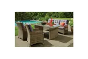 ALPHINGTON - Quality 5 Seaters Outdoor PE Wicker Large Rectangle Table Dining Set