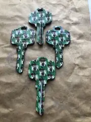 VINTAGE BOSTON CELTICS CAR OR HOUSE KEYS UNCUT SET OF 4 DOUBLE SIDED