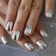 24pcs Short Round Mirror Fake Nails Metallic Silver Full Cover L5817