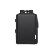 15.6 Inch Waterproof Backpack Laptop Bag Anti-theft Backpack School Bag with USB Charging Hole Password Lock-Black