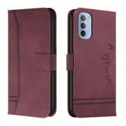 Closure Case with Flip Wallet Stand Function Cover for Moto G51 5G - Red