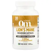 Om Mushrooms, Lions's Mane Mushroom Capsules, 90 Vegetable Capsules (666 mg per Capsule)