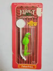Fisher Price Kermit the Frog Stick Puppet Muppet Show Players Vtg 1979 Packaged