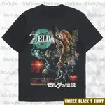 KAOS T 恤超大復古水洗 KAOS HITAM 中性 THE LEGEND OF ZELDA LOGO 遊戲 BAJ