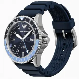 EMPORIO ARMANI 亞曼尼 Diver 天空藍撞色GMT手錶 送禮首選-42mm AR11592