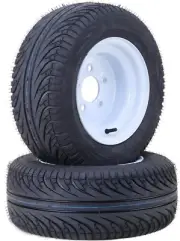 LIBRA Golf Cart Tire Rim 205/50-10 on White 5 Lugs on 4.5" PCD, Set 2 -14037