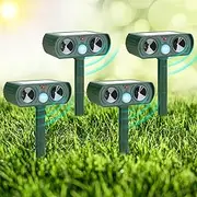 CKUKARM 4 Pack Ultrasonic Animal Repellent Outdoor Deer Repellent Devices Solar Animal Repeller Motion Activated Deterrent to Scare Cat Squirrel Rabbit Raccoon Skunk for Yard Lawn