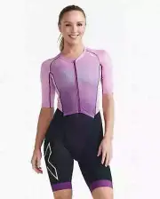 2XU Light Speed Sleeved Trisuit - Women's - Small / Wood Violet/Pastel Pink