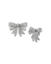 Kurt Geiger London Pave Eagle Head Bow Stud Earrings in Rhodium Plated
