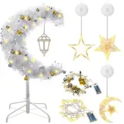 Eid Outdoor Decoration 3 ft LED Lighted Ramadan Crescent Moon Tree Mubarak Ei...