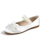 Elastic Strap Ballet Flats Silk - White - 36