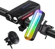 Bike Tail Light, KaiDengZhe 2025 New RGB LED Bicycle Rear Light USB Rechargeable Rainbow Bike Light Wireless Remote Control 7 Colors 14 Modes -Suitable for Bike, Scooters, and Roller Skate,Helmet