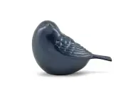 New, Solid Brass Frost Blue Songbird Keepsake Funeral Cremation Urn for ashes
