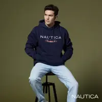 在飛比找momo購物網優惠-【NAUTICA】男裝 品牌文字LOGO刺繡長袖帽T(深藍)