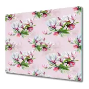 Glass Kitchen Chopping Board Worktop Saver Magnolia flower Botanical floral