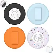 Rubor Airtag Cat Collar Holder (4 Pack), Small Silicone Cover for Apple Airtag, Compatible with Cat Dog Pet Collar Within 3/8 inch - Small - Black,Blue,Orange,Floral