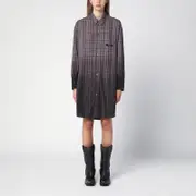 [Palm Angels] Checkered chemisier dress with logo 42 IT Grey