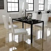 Generic Five Piece Dining Table Set Black and White