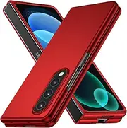 [JUMIUSTNB] Compatible with Galaxy Z Fold 4 Case, Clear Hard PC Cover Cute Simple Never Yellowing Lightweight Matte Protective Slim Bumper Phone Case for Galaxy Z Fold 4, Red(6-37)