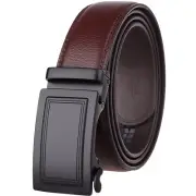 Classic HJones Men's Leather Belt Automatic Buckle Belt Ratchet Strap Suit Belts