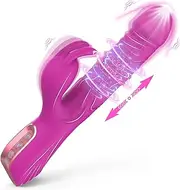 Rotating Beaded Clit Rose Rabbit Dildo Vibrator Adult Sex Toys for Women,Triple Action G Spot Vibrator with Independent Clitoral Stimulator 7 Rotating & Vibration Realistic Dildo Vibrators for Couple