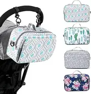 Baby Stroller Bag Caddy Organizer for Baby Storage On the Go with Muti Pockets, Non-Slip Stroller Hooks and Adjustable Strap