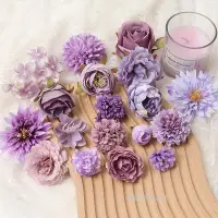 在飛比找松果購物優惠-紫色漸變仿真花卉裝飾 假花絹花 DIY手工花圈頭飾髮飾服飾輔