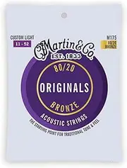 C.F Martin Guitar Original Acoustic M175 80/20 Bronze, Custom Light-Gauge Guitar Strings (11-52)