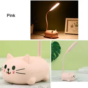 檯燈卡通可愛寵物貓小夜燈 Usb 可充電 Led 檯燈