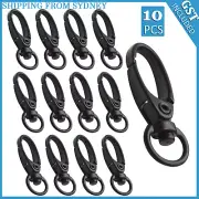 10 PCS 35mm Lobster Clasp Swivel Trigger Clip Keychain Snap Hook Key Ring Black