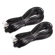 Phone Cord 25FT Telephone Cable Phone Line Cord RJ11 6P4C Plugs Black 2pcs