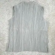 Club Monaco Micro Pleat Chemise Top Blue Gray Womens Large NEW