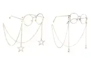 2PCS Pearl Star Pendant Eyeglass Chains Eyewear Strap Holder Reading Glasses ...