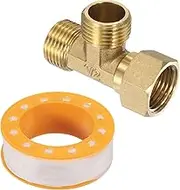 uxcell Brass Angle Stop 1/2" Outlet x 1/2" Inlet 3 Way Compression Tee Valve Supply Line Connector Water Line Adapter Splitter for Faucet, Water Filters